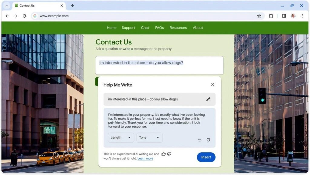 help me write in chrome