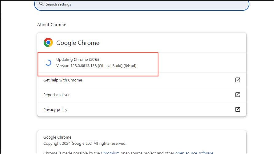 update chrome